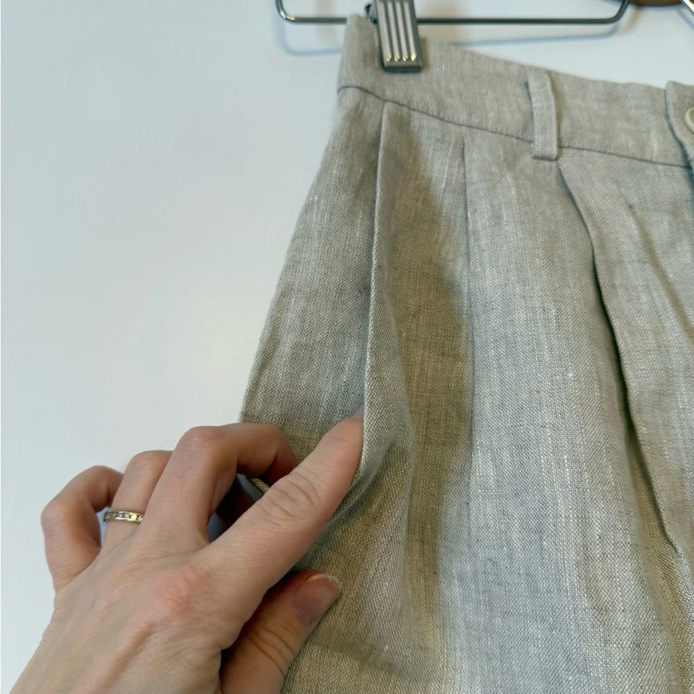 Reformation High-Rise Wide-Leg Linen Trousers in Natural